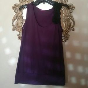 Women's tank top with detailed flowers on left